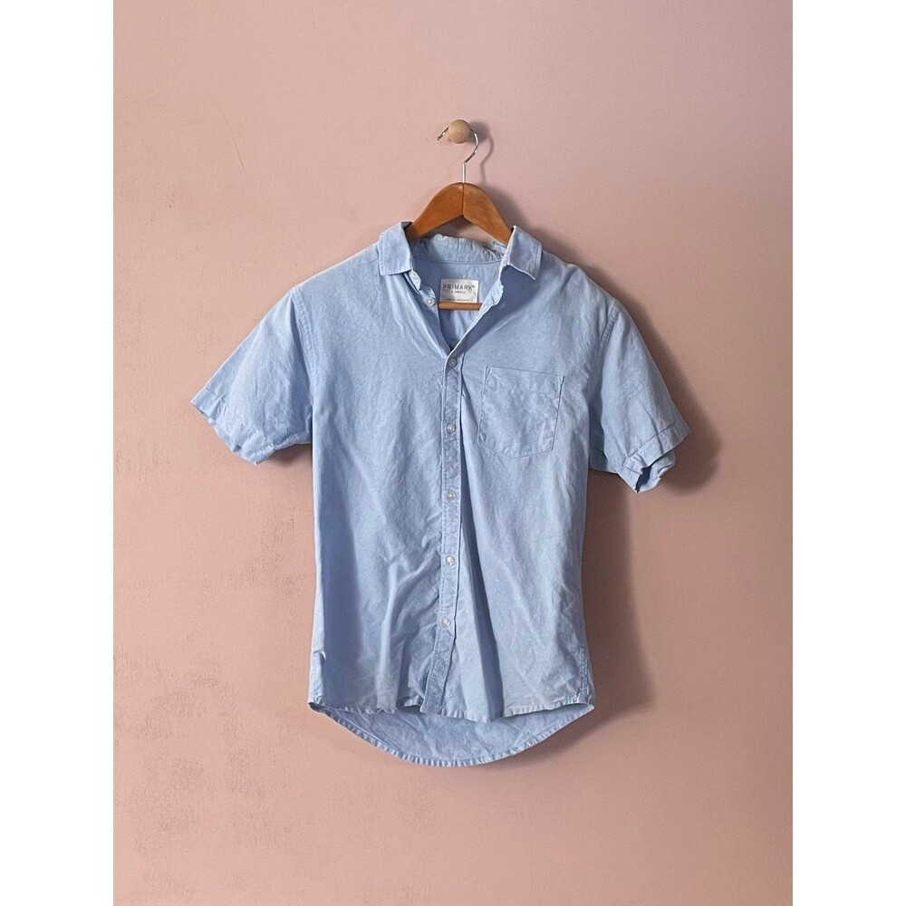 Primark Cotton Light Blue Button Down Short Sleeve Shirt Size XS